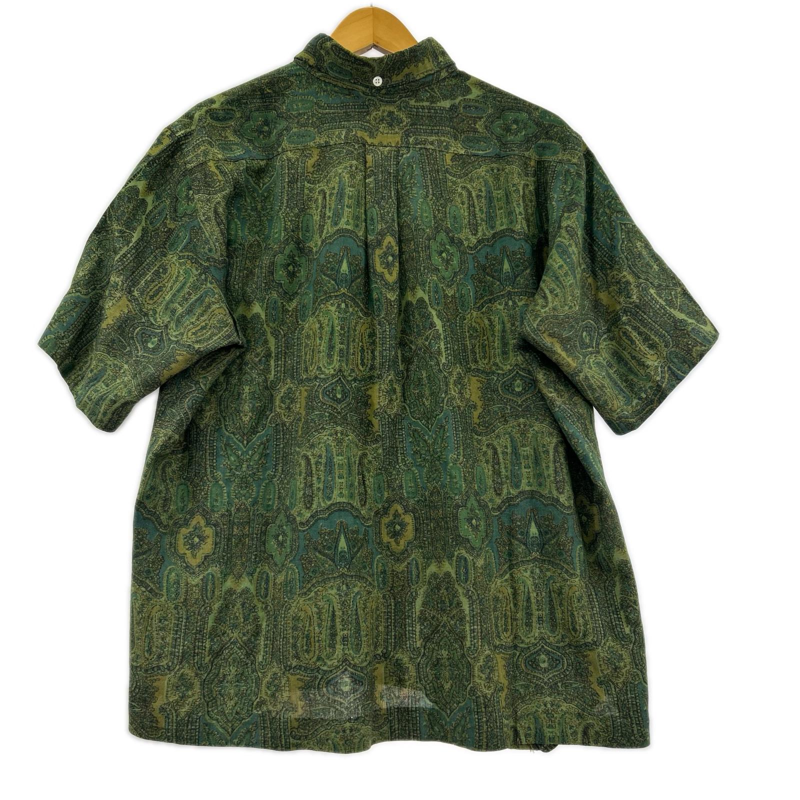 半袖シャツ 60-70s POｼｬﾂ 総柄　ﾍﾟｲｽﾞﾘｰ L グリーン