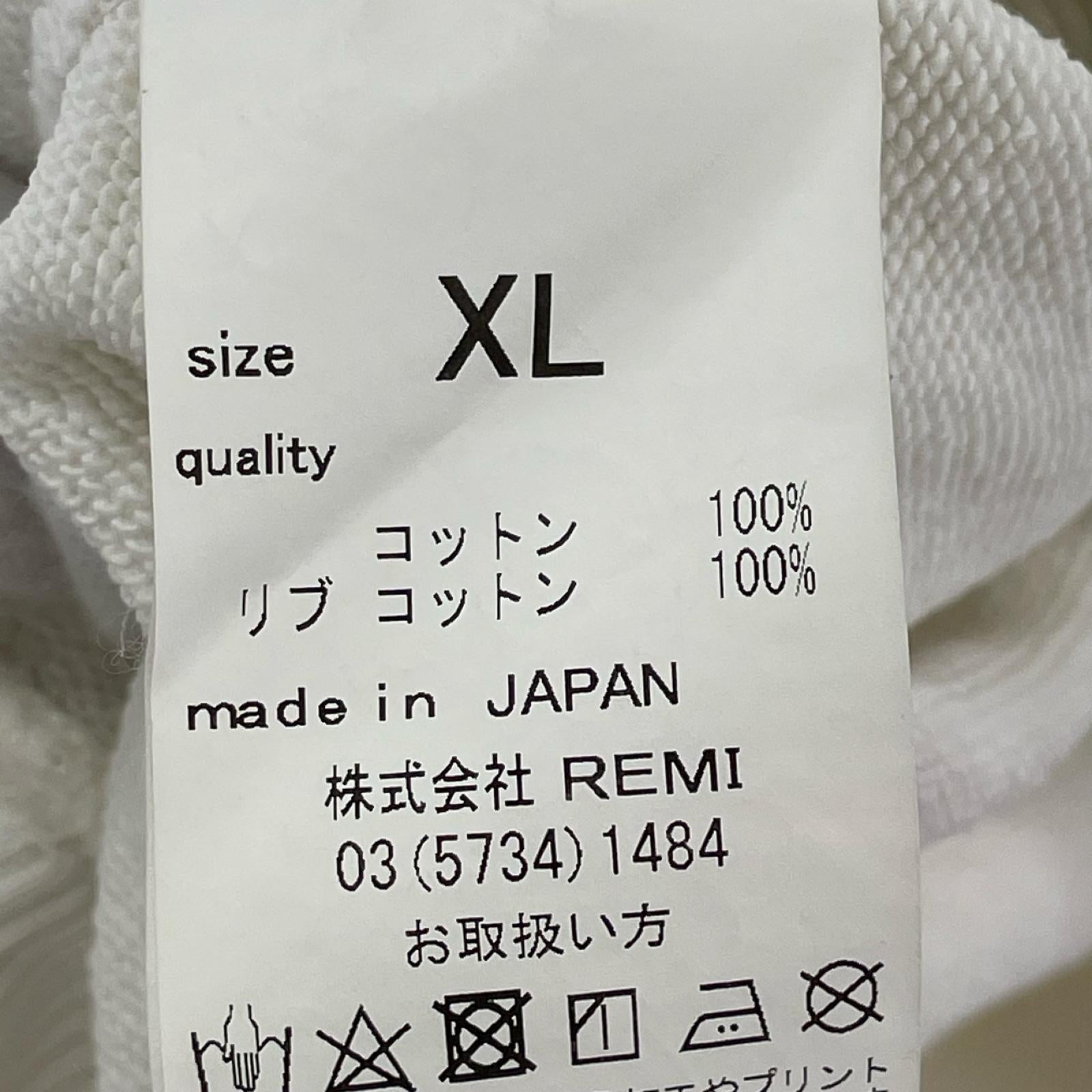 半袖Ｔシャツ REMI RELIEF ﾊｰﾌｽﾘｰﾌﾞ ｽｳｪｯﾄｶｯﾄｿｰ XL ﾎﾜｲﾄ ホワイト