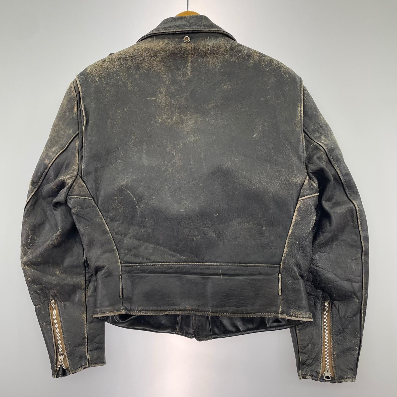 レザージャケット 70s～80s ﾀﾞﾌﾞﾙﾗｲﾀﾞｰｽｼﾞｬｹｯﾄ ﾜﾝｽﾀｰ ｼﾞｯﾌﾟ交換品 ブラック
