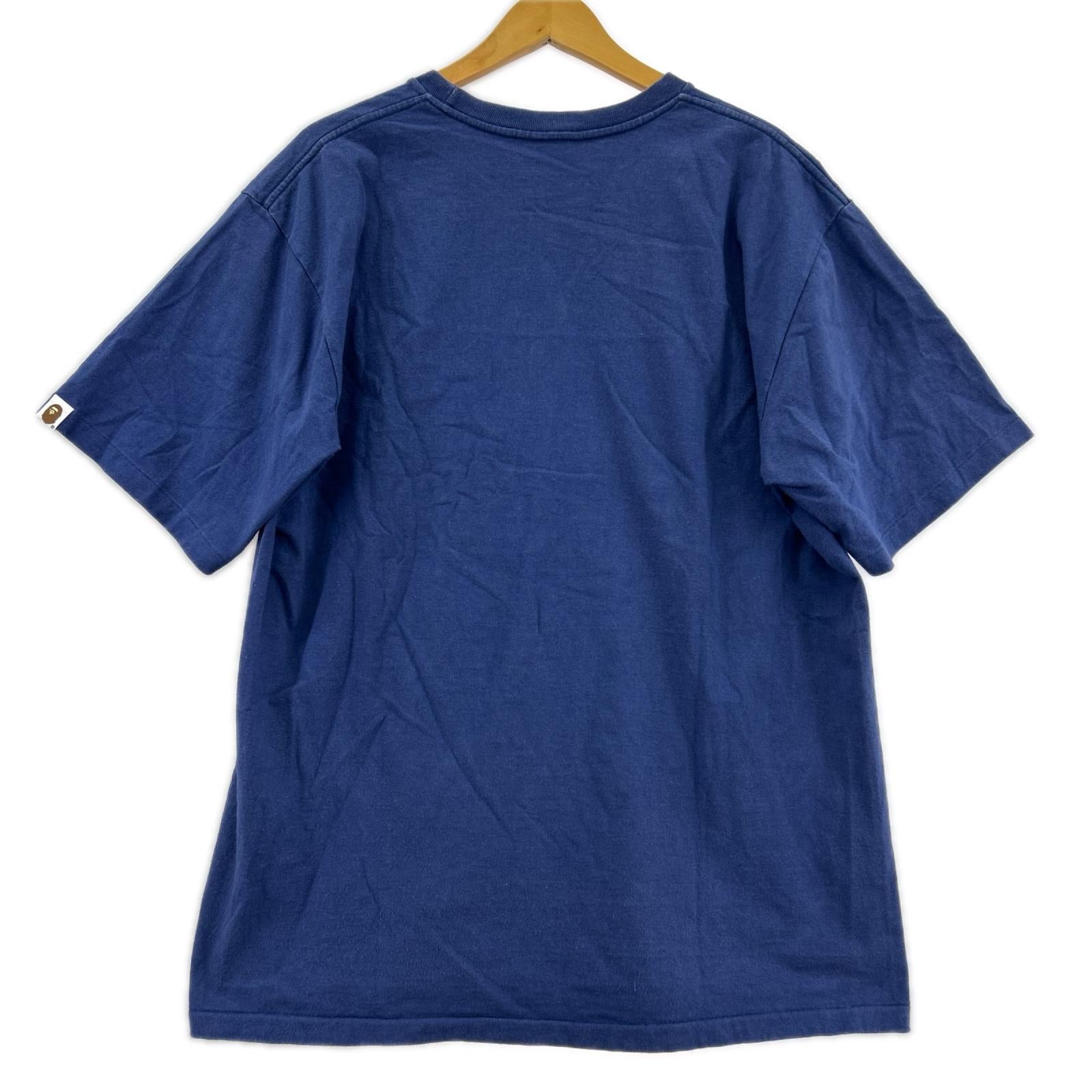 半袖Ｔシャツ APE ﾛｺﾞﾌﾟﾘﾝﾄTEE 紺 (XL) ネイビー