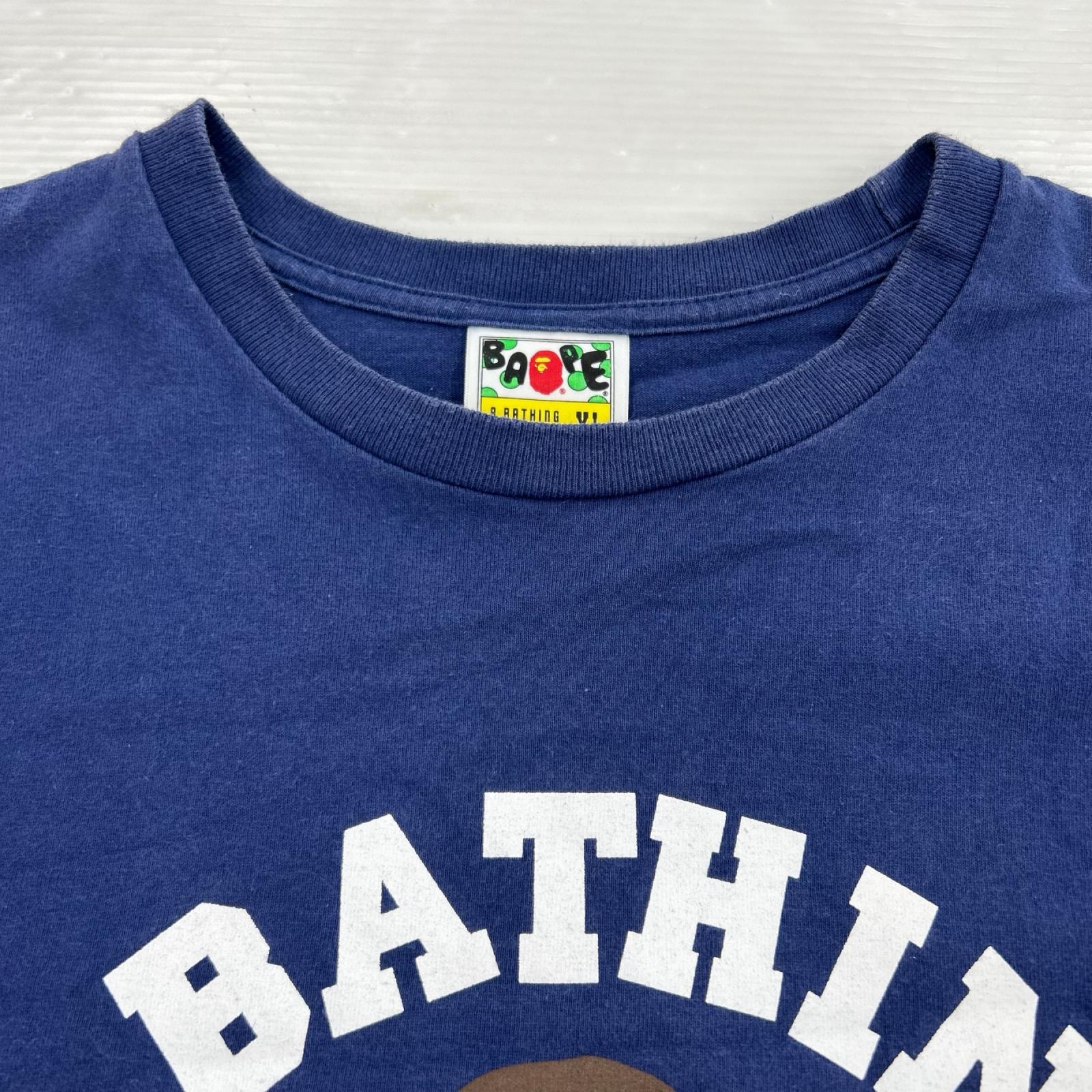 半袖Ｔシャツ APE ﾛｺﾞﾌﾟﾘﾝﾄTEE 紺 (XL) ネイビー