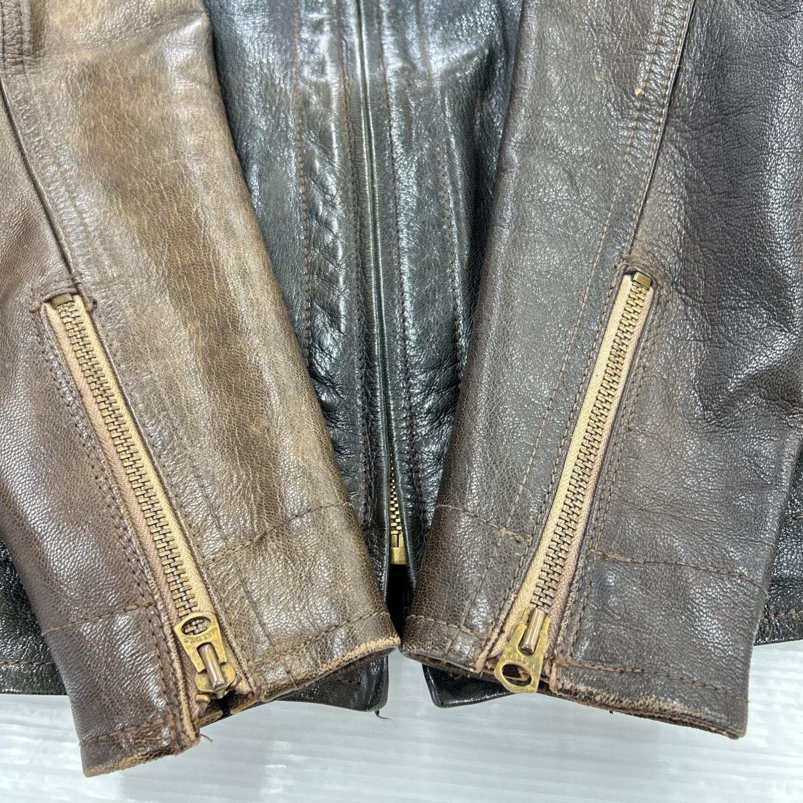 レザージャケット シングル ライダース ゴートスキン 茶 ブラウン