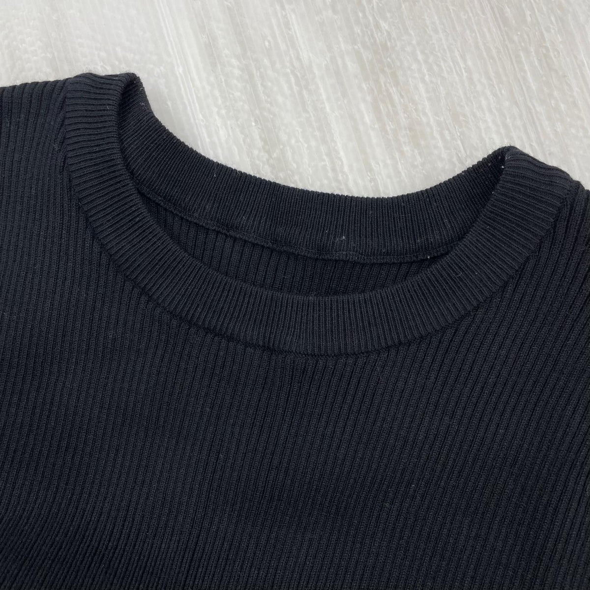 ワンピース AMERI BALLOON DETAIL KNIT DOCKING DRESS S ﾌﾞﾗｯｸ S ブラック