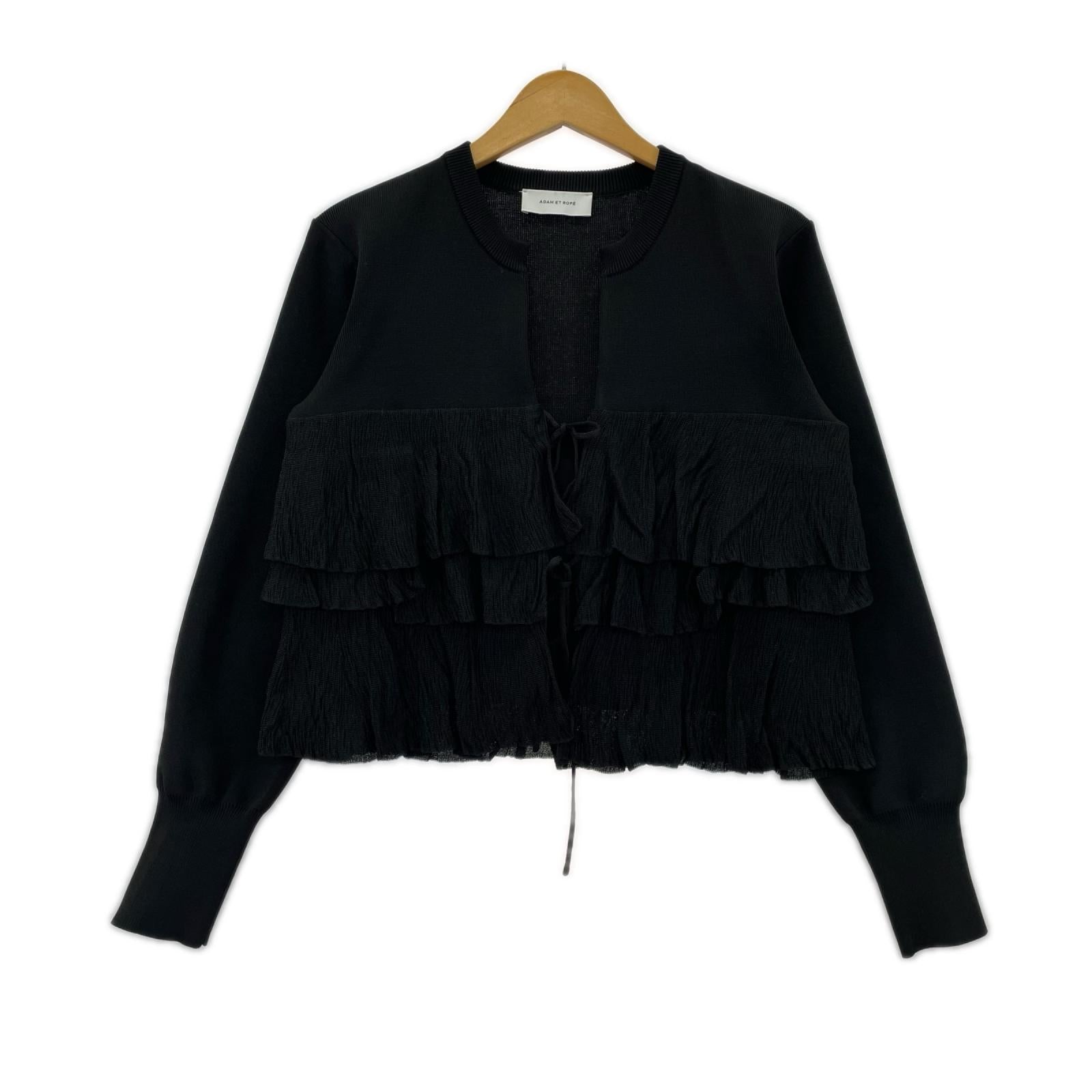 カーディガン Adam et Rope' FEMME 24/25AW ﾗﾝﾀﾞﾑﾌﾘﾙﾆｯﾄｶｰﾃﾞｨｶﾞﾝ ﾌﾞﾗｯｸ フリー ブラック
