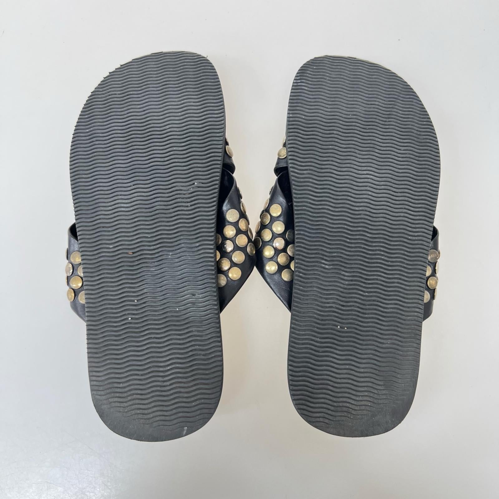 サンダル レザースタッズ サンダル BLK サイズ40 40 ブラック