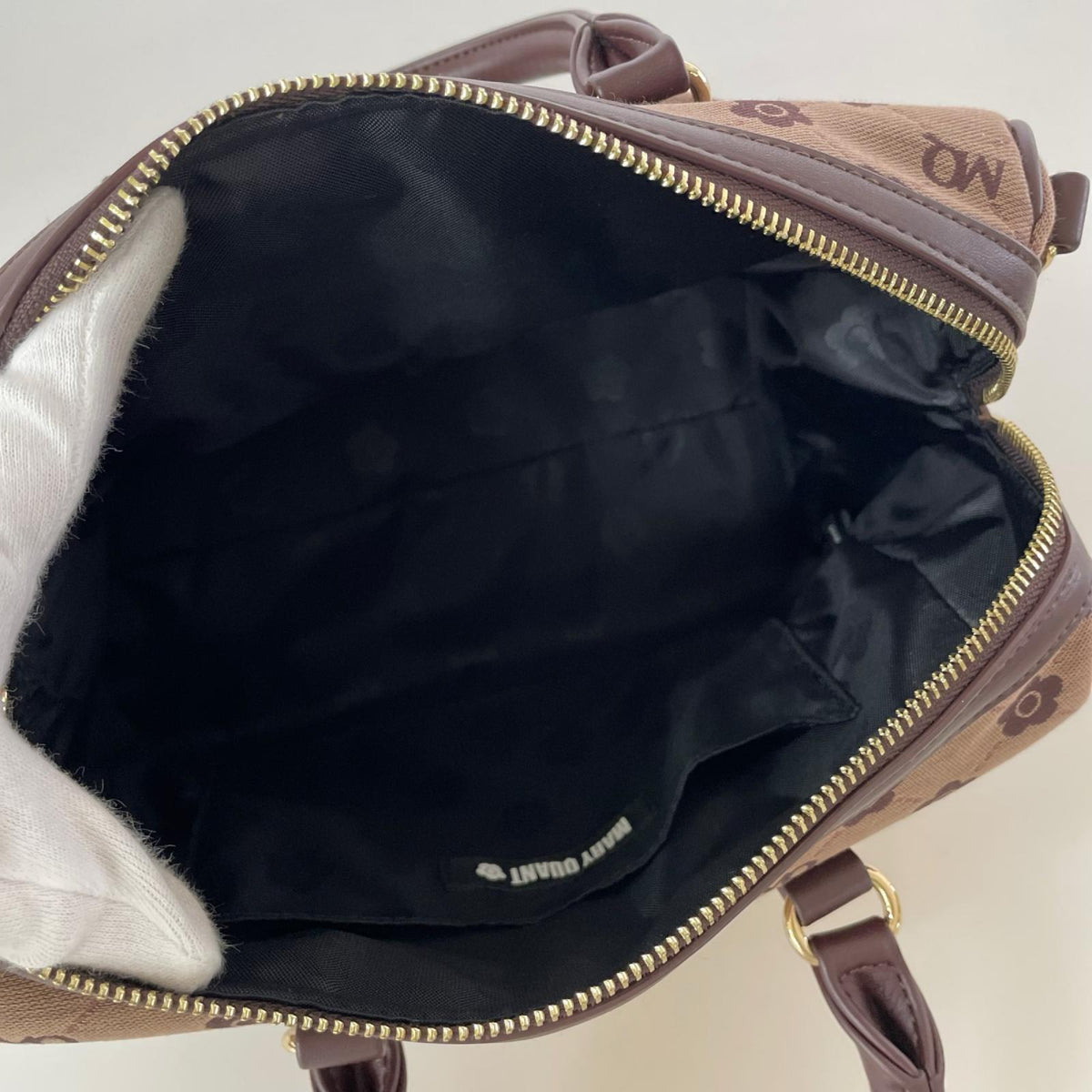 ショルダーバッグ MARY QUANT ジャガード 2wayミニボストンBR ブラウン