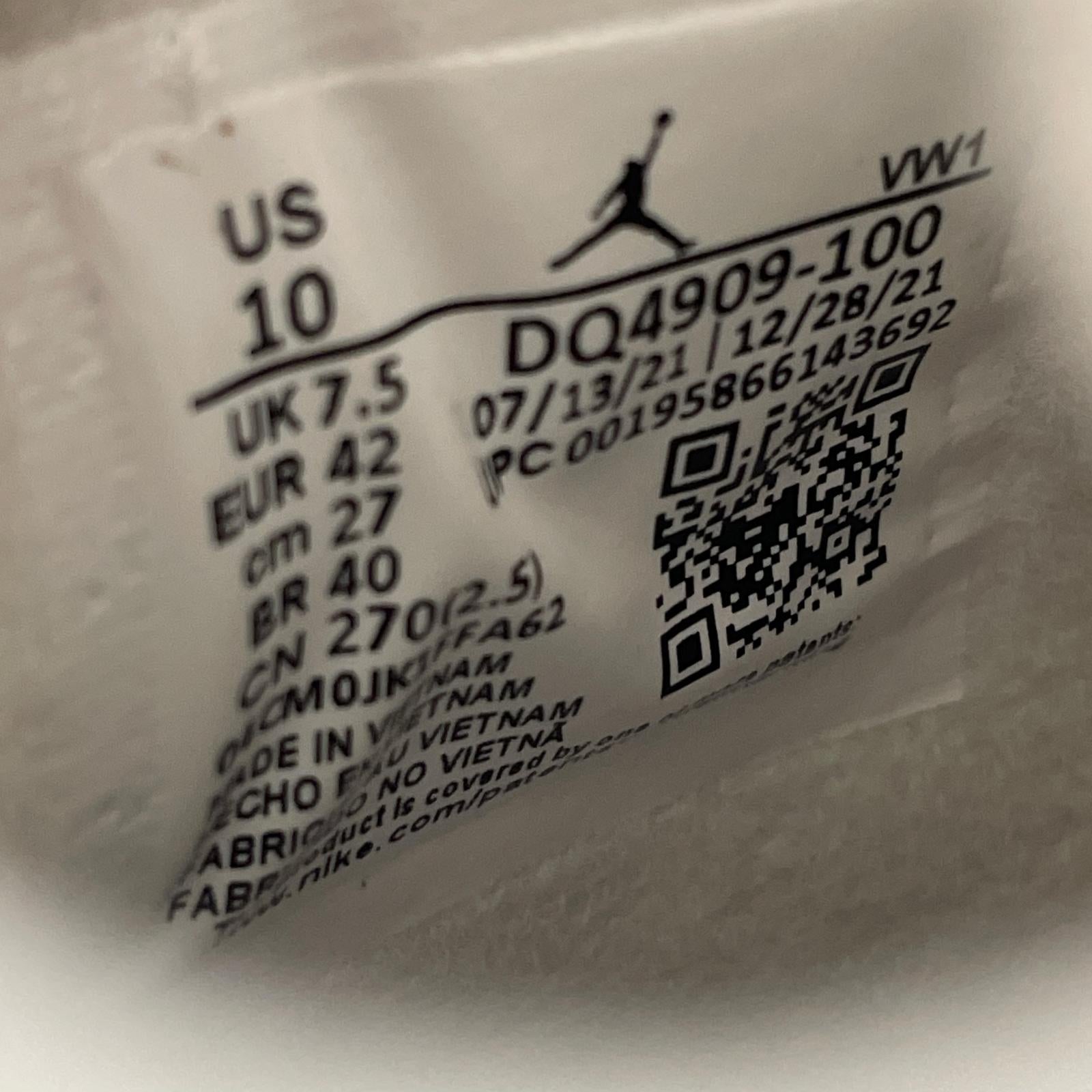 スニーカー NIKE JORDAN 4 Retro Blank Canvas DQ4909-100 (27) 27cm (US9 UK8 1/2 EU44)