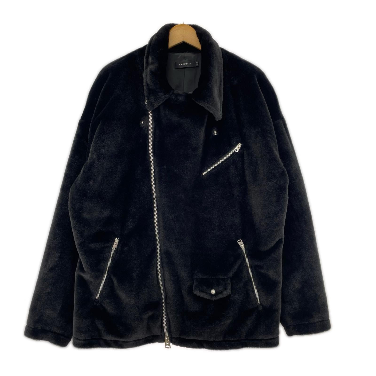ライダースジャケット CIVARIZE ファー ライダース 黒 44 44 ブラック