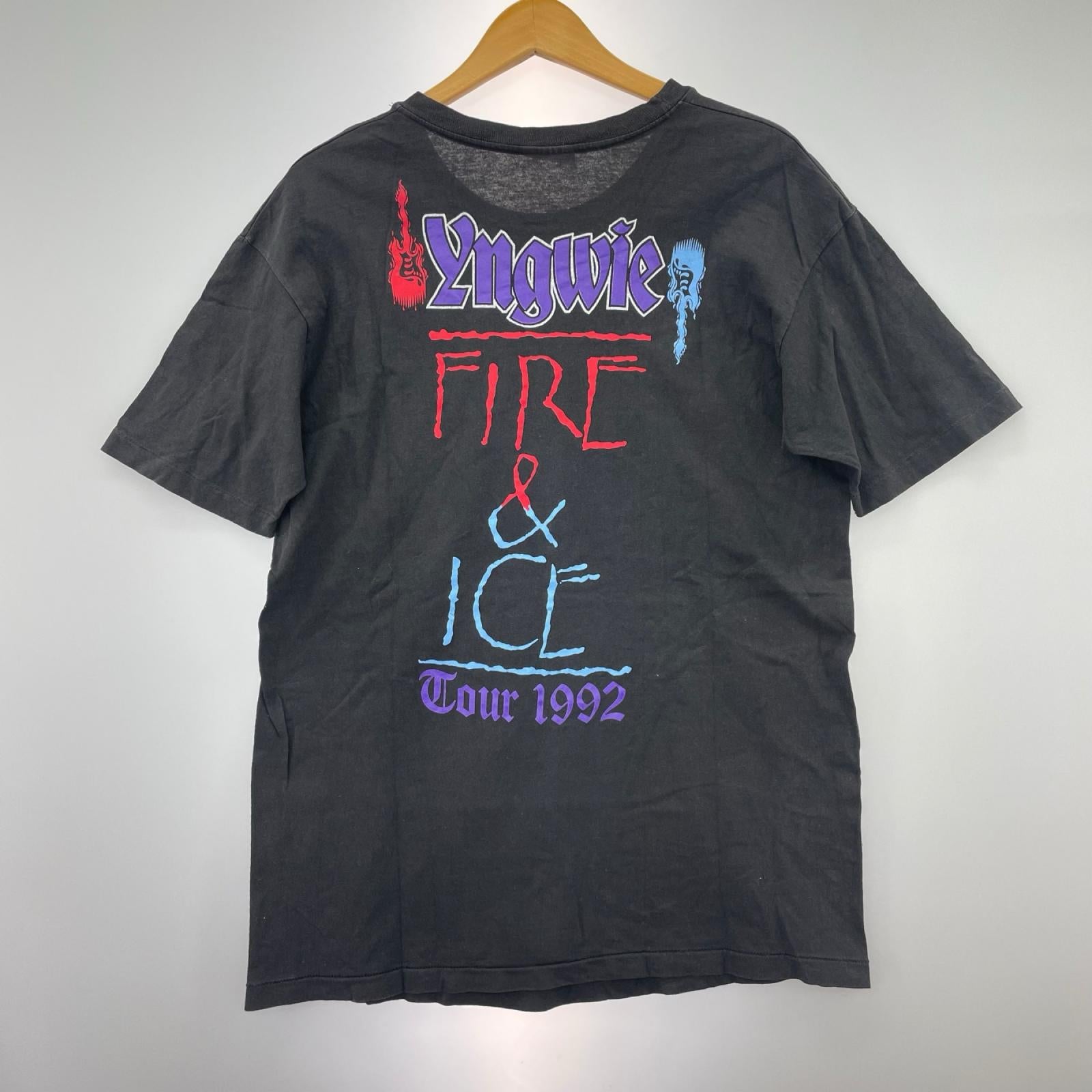 半袖Ｔシャツ YNGWIE MALMSTEEN 92 TOUR TEE ギター 黒 L ブラック