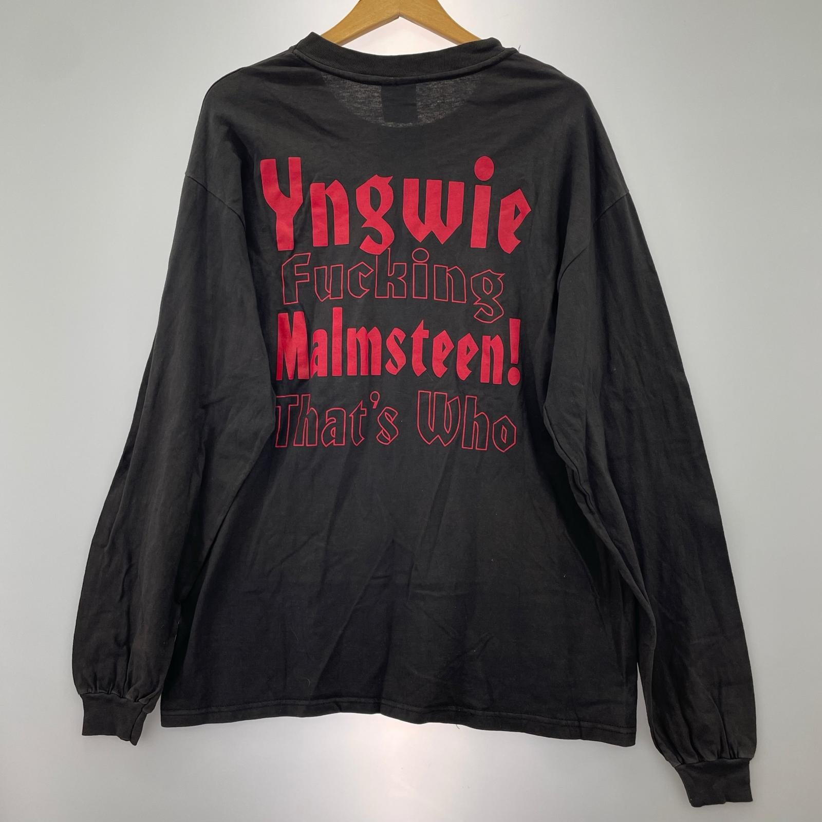 長袖Ｔシャツ HANES 80s YNGWIE MALMSTEEN Yngwie who ？ L ブラック