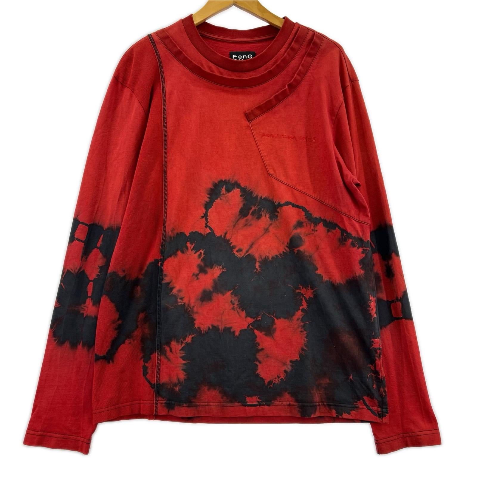 長袖Ｔシャツ 変形ﾈｯｸ ﾀｲﾀﾞｲ 赤 (M) M レッド