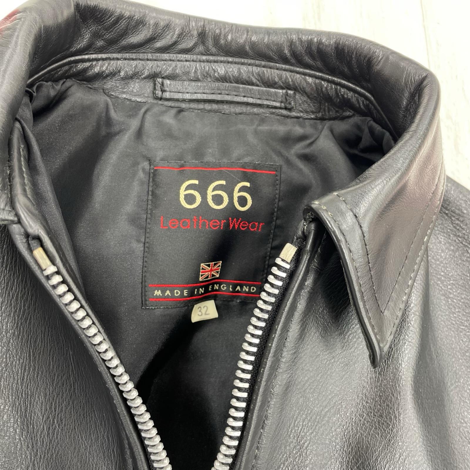 レザージャケット 666 leather wear シングルライダース 32 32 ブラック