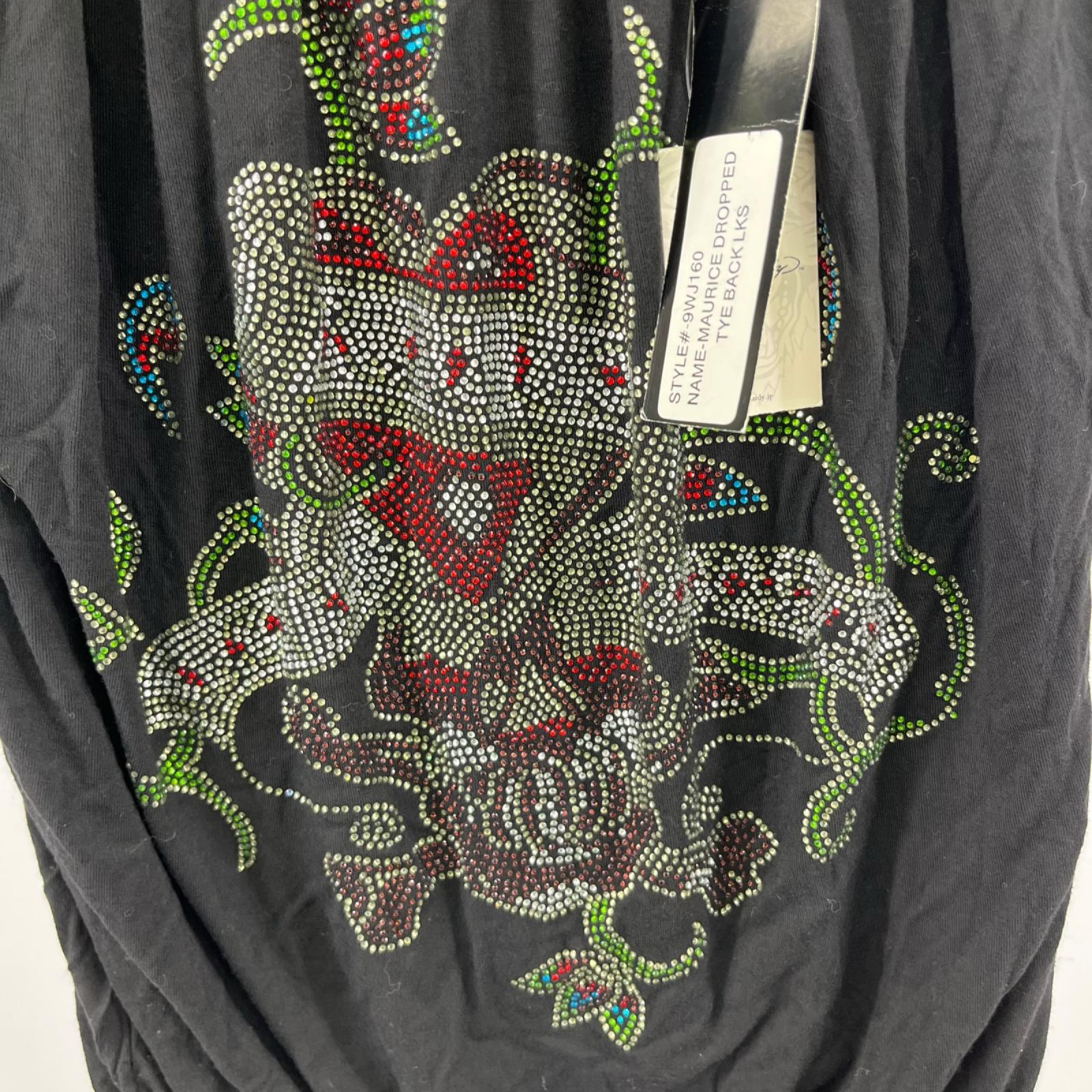 キャミソール Ed Hardy ﾗｲﾝｽﾄｰﾝ ｷｬﾐｿｰﾙ S ブラック