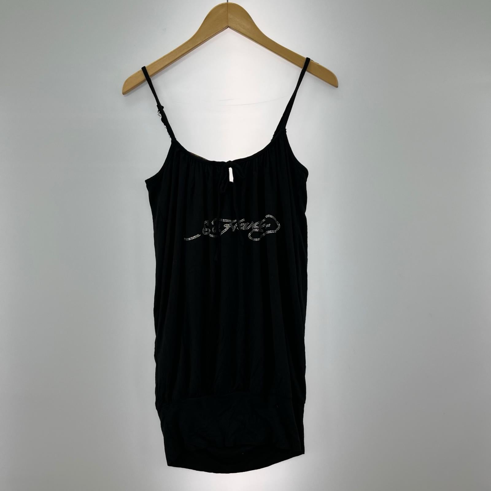キャミソール Ed Hardy ﾗｲﾝｽﾄｰﾝ ｷｬﾐｿｰﾙ S ブラック