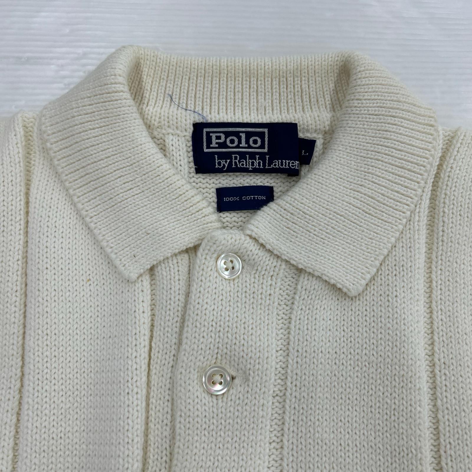 ポロシャツ ｺｯﾄﾝﾆｯﾄﾎﾟﾛ L WHT L ホワイト