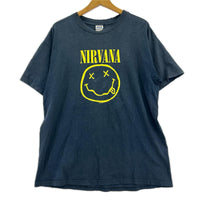 半袖Ｔシャツ 00s anvilﾎﾞﾃﾞｨ nirvana ｽﾏｲﾙ (L) L ネイビー