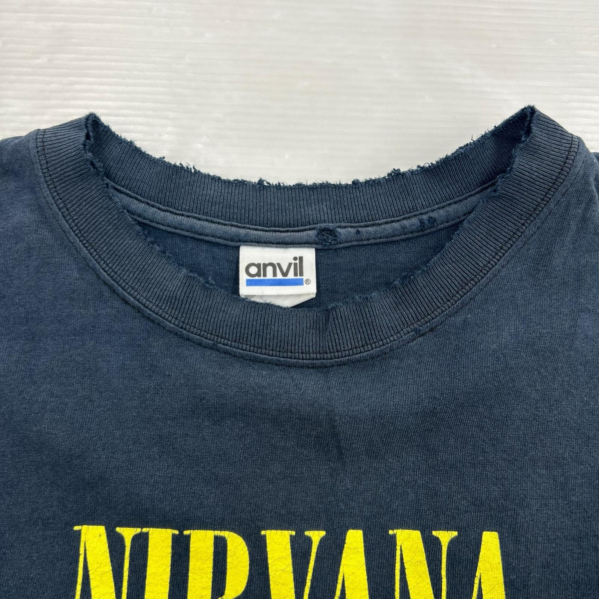 半袖Ｔシャツ 00s anvilﾎﾞﾃﾞｨ nirvana ｽﾏｲﾙ (L) L ネイビー