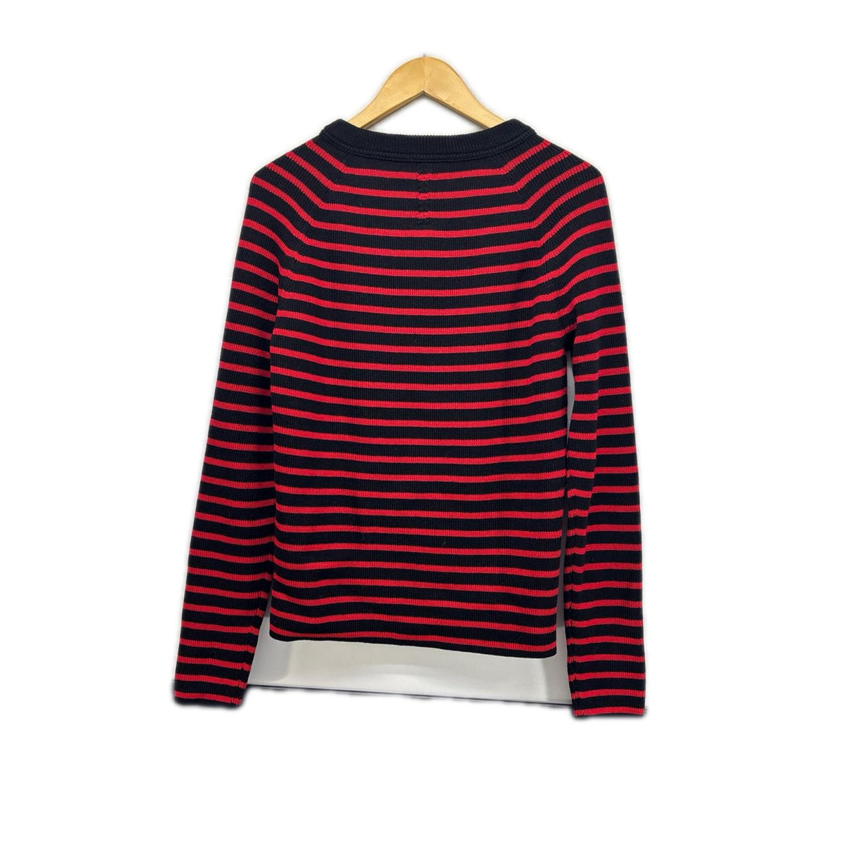 15AW SHOULDER ZIP WOOL BORDER KNIT（S） S