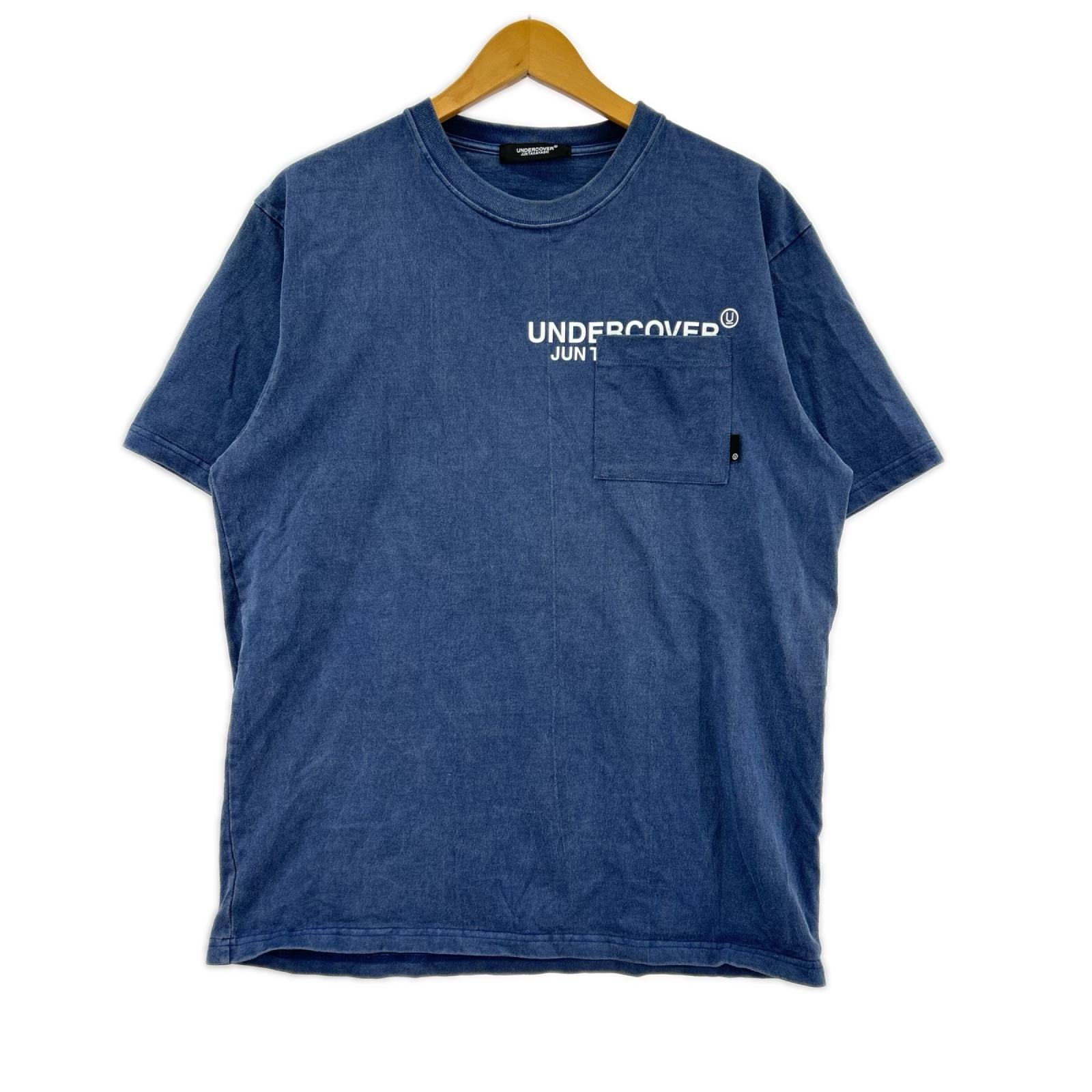 半袖Ｔシャツ UNDERCOVER 26SS ユーズド加工 ロゴプリント 胸ポケット Tee 2 ネイビー