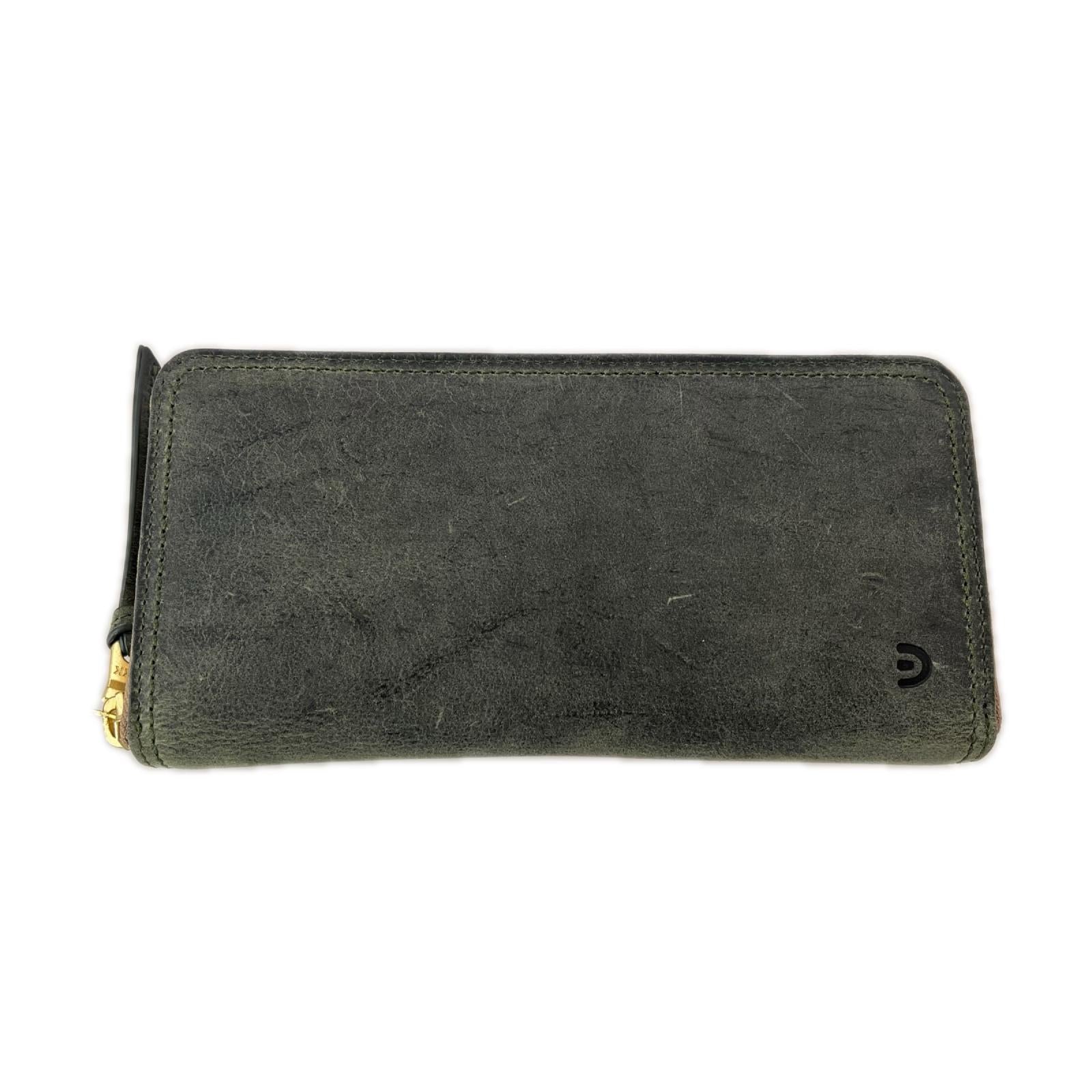 長財布 BAGGY PORT KUDU LEATHER ﾗｳﾝﾄﾞｼﾞｯﾌﾟｳｫﾚｯﾄ グリーン