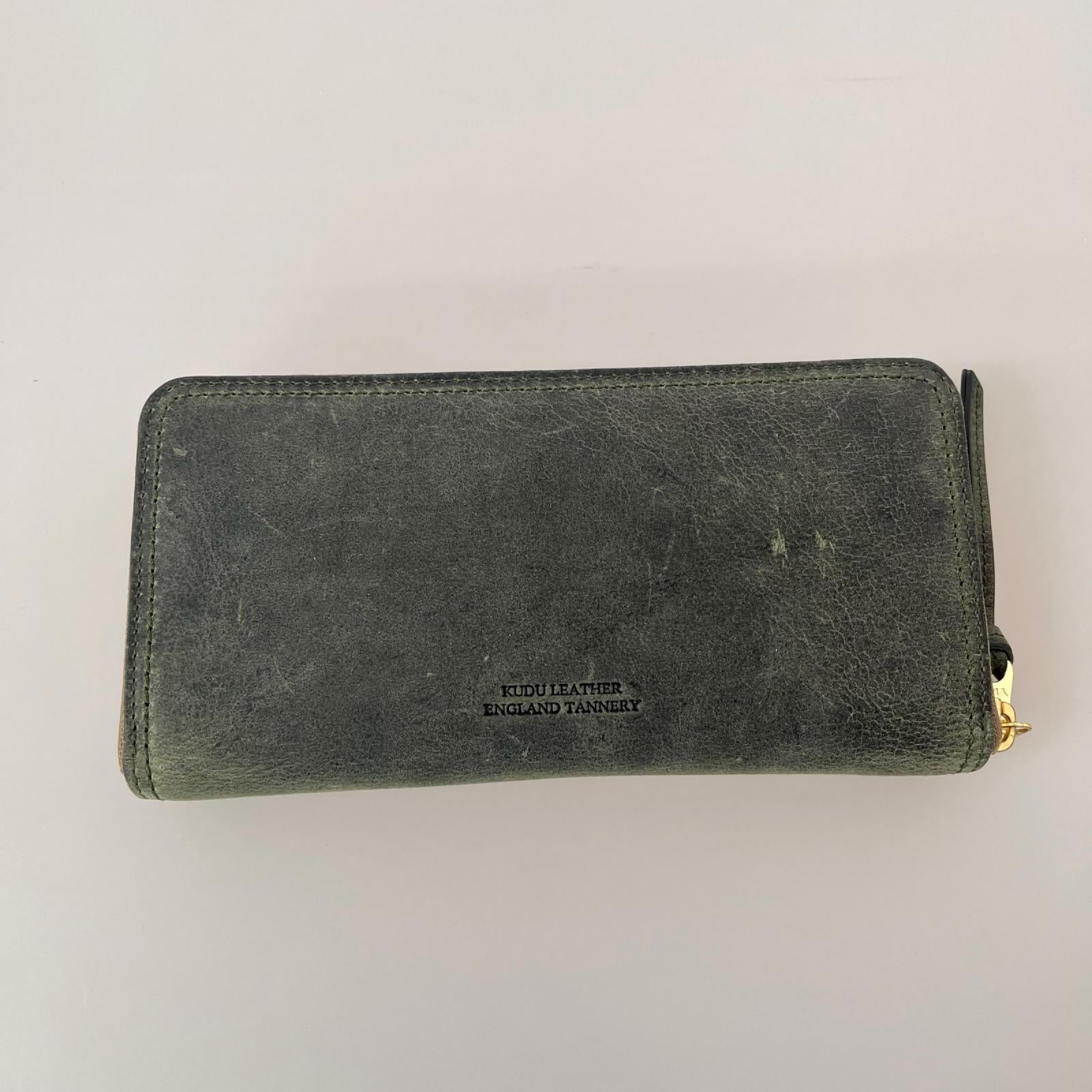 長財布 BAGGY PORT KUDU LEATHER ﾗｳﾝﾄﾞｼﾞｯﾌﾟｳｫﾚｯﾄ グリーン