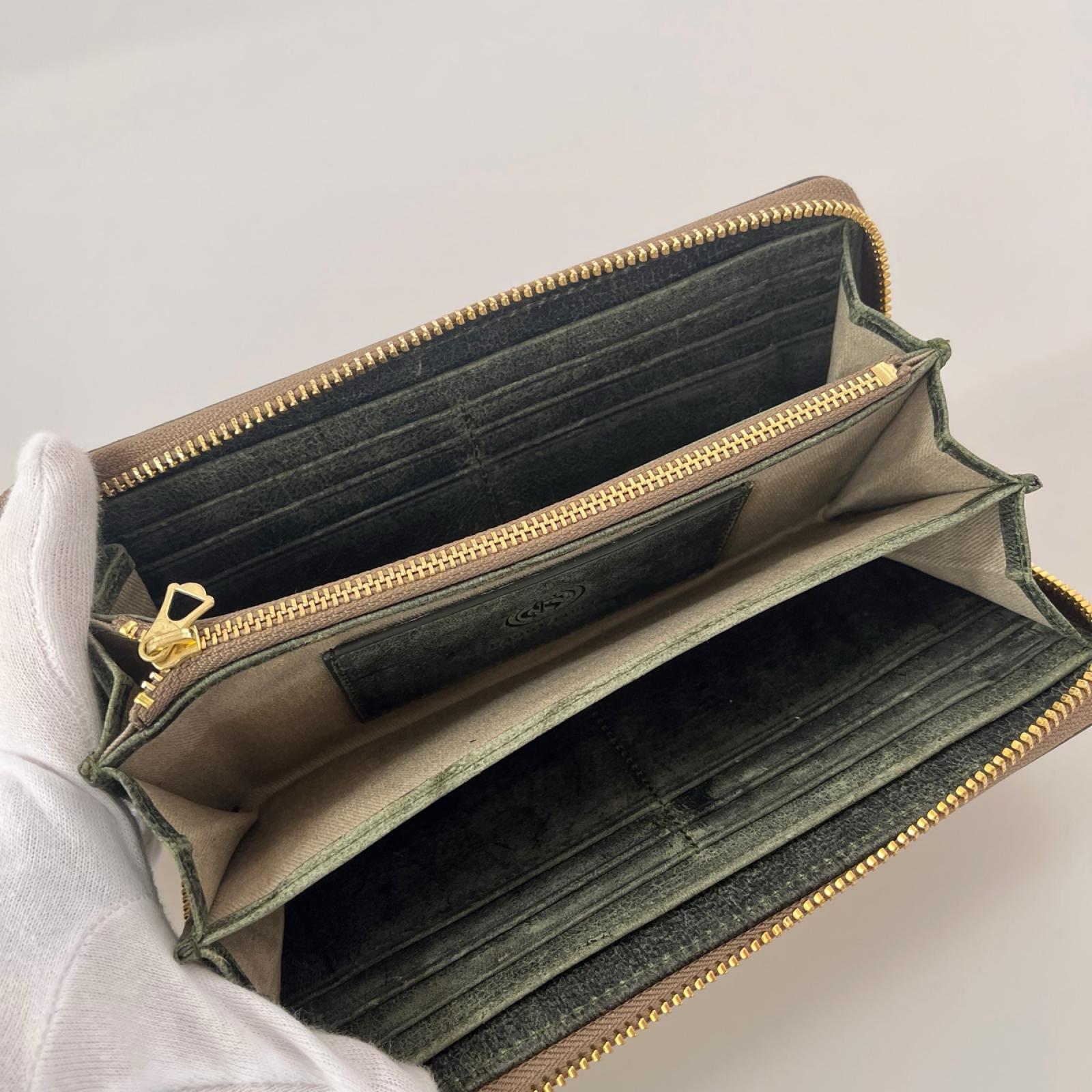 長財布 BAGGY PORT KUDU LEATHER ﾗｳﾝﾄﾞｼﾞｯﾌﾟｳｫﾚｯﾄ グリーン