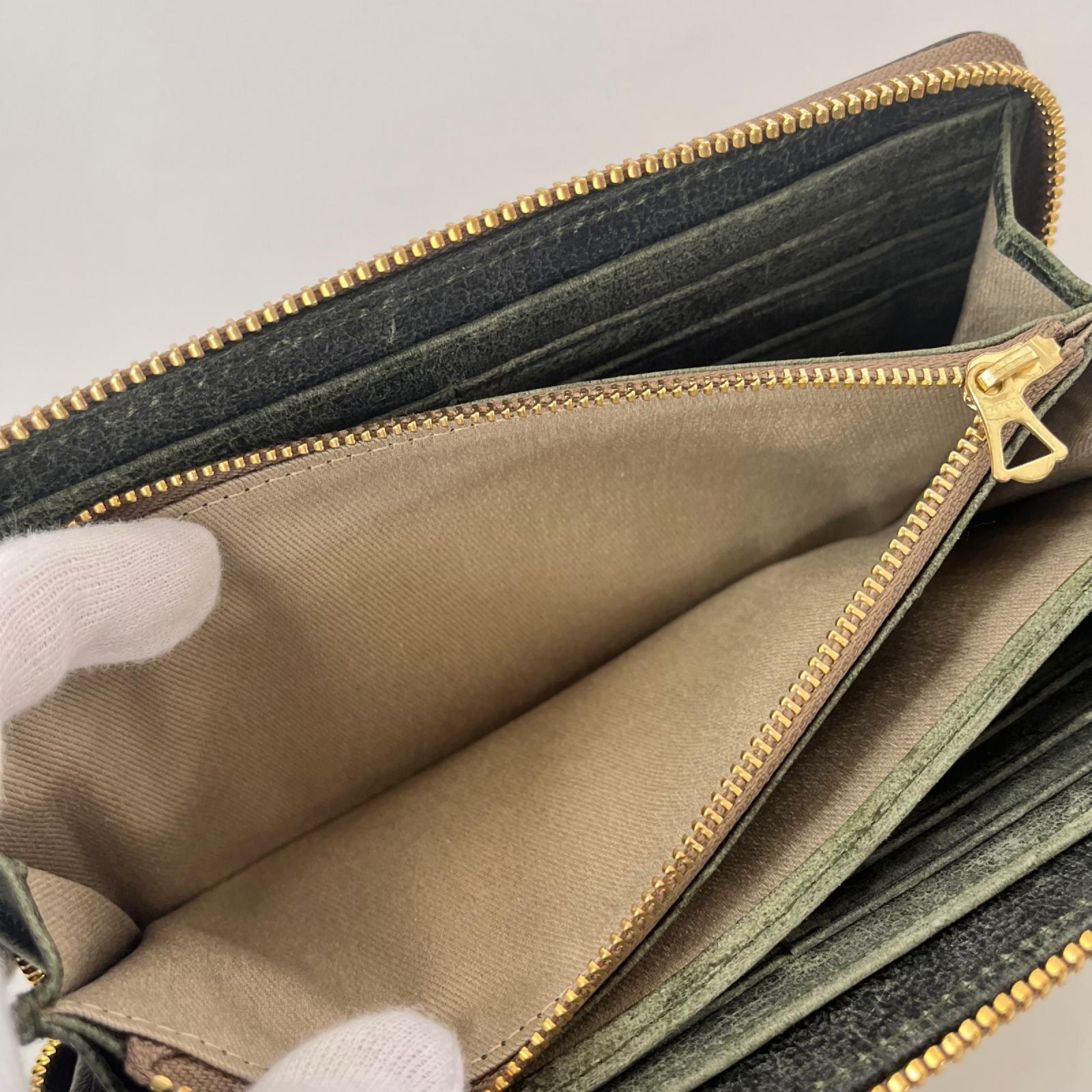 長財布 BAGGY PORT KUDU LEATHER ﾗｳﾝﾄﾞｼﾞｯﾌﾟｳｫﾚｯﾄ グリーン