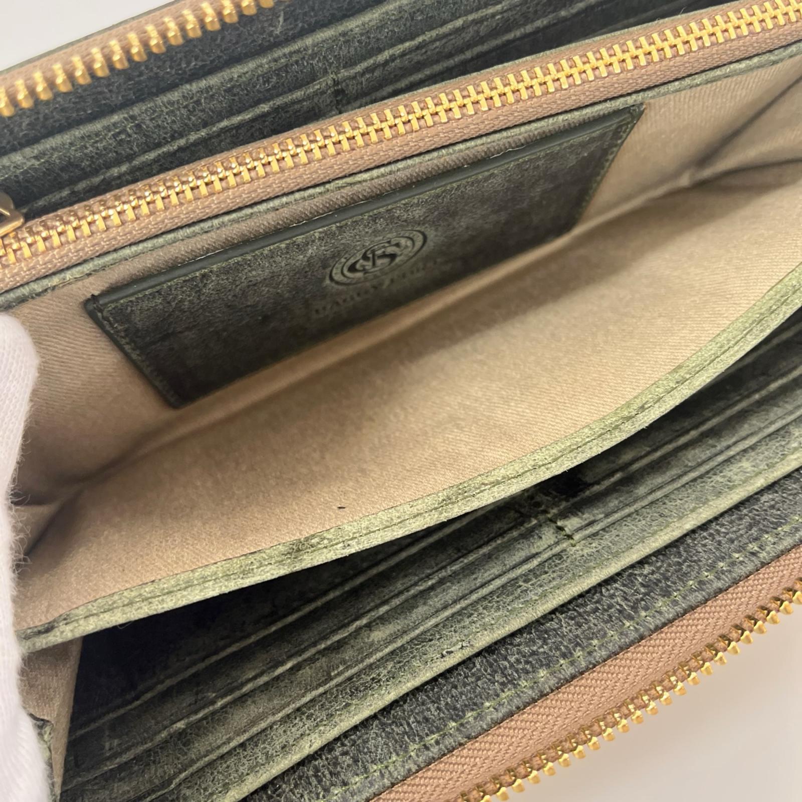 長財布 BAGGY PORT KUDU LEATHER ﾗｳﾝﾄﾞｼﾞｯﾌﾟｳｫﾚｯﾄ グリーン