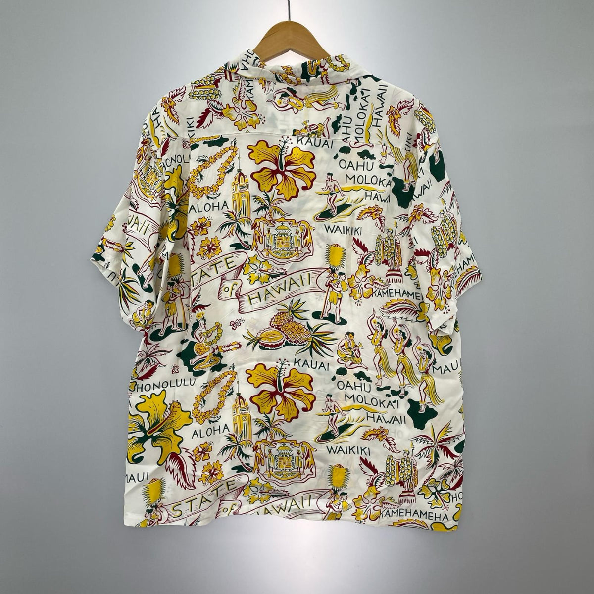 半袖シャツ RAYON HAWAIIAN SHIRT STATE OF HAWAII -L L ホワイト