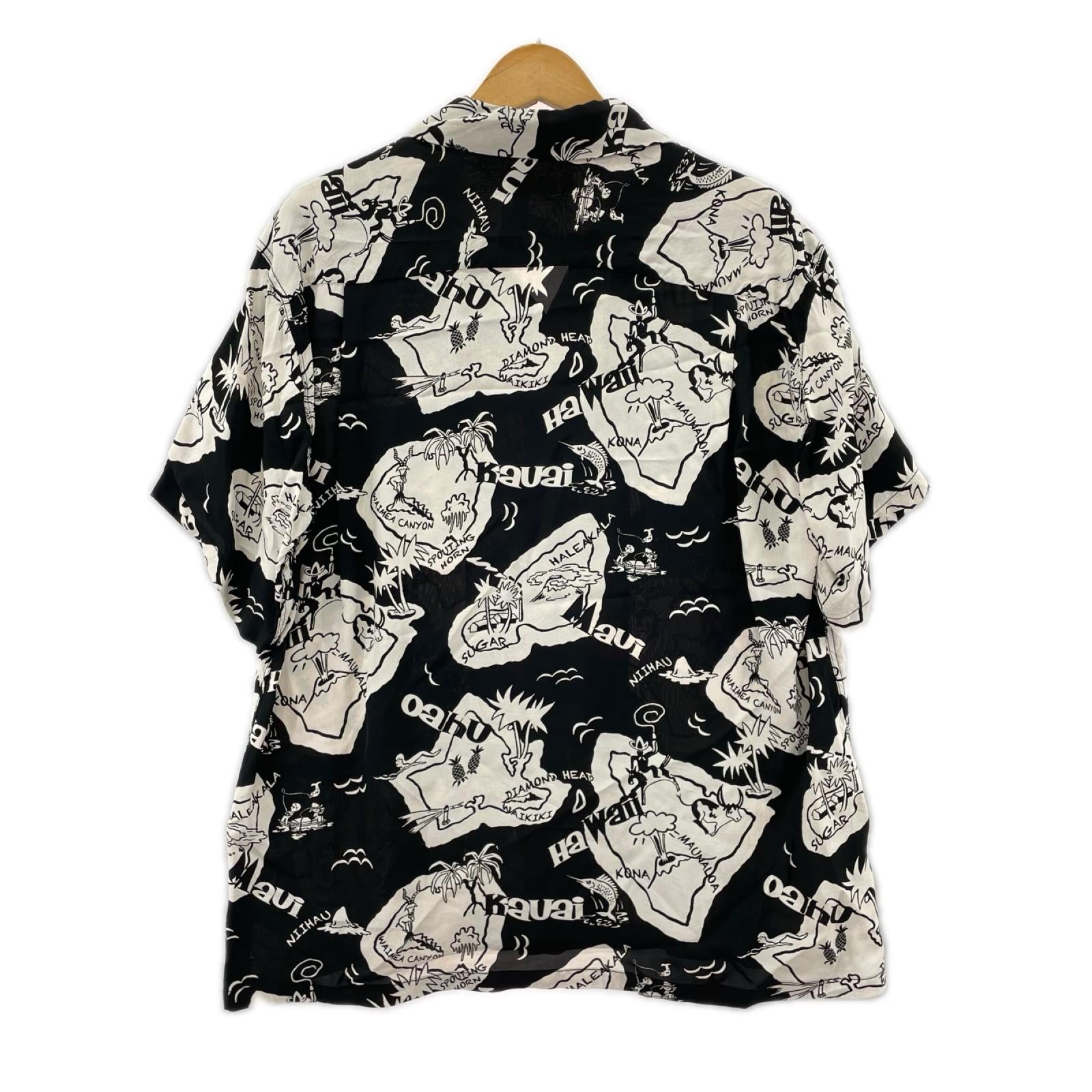 半袖シャツ SHOWING HAWAIIAN ISLAND RAYON HAWAIIAN L L ブラック