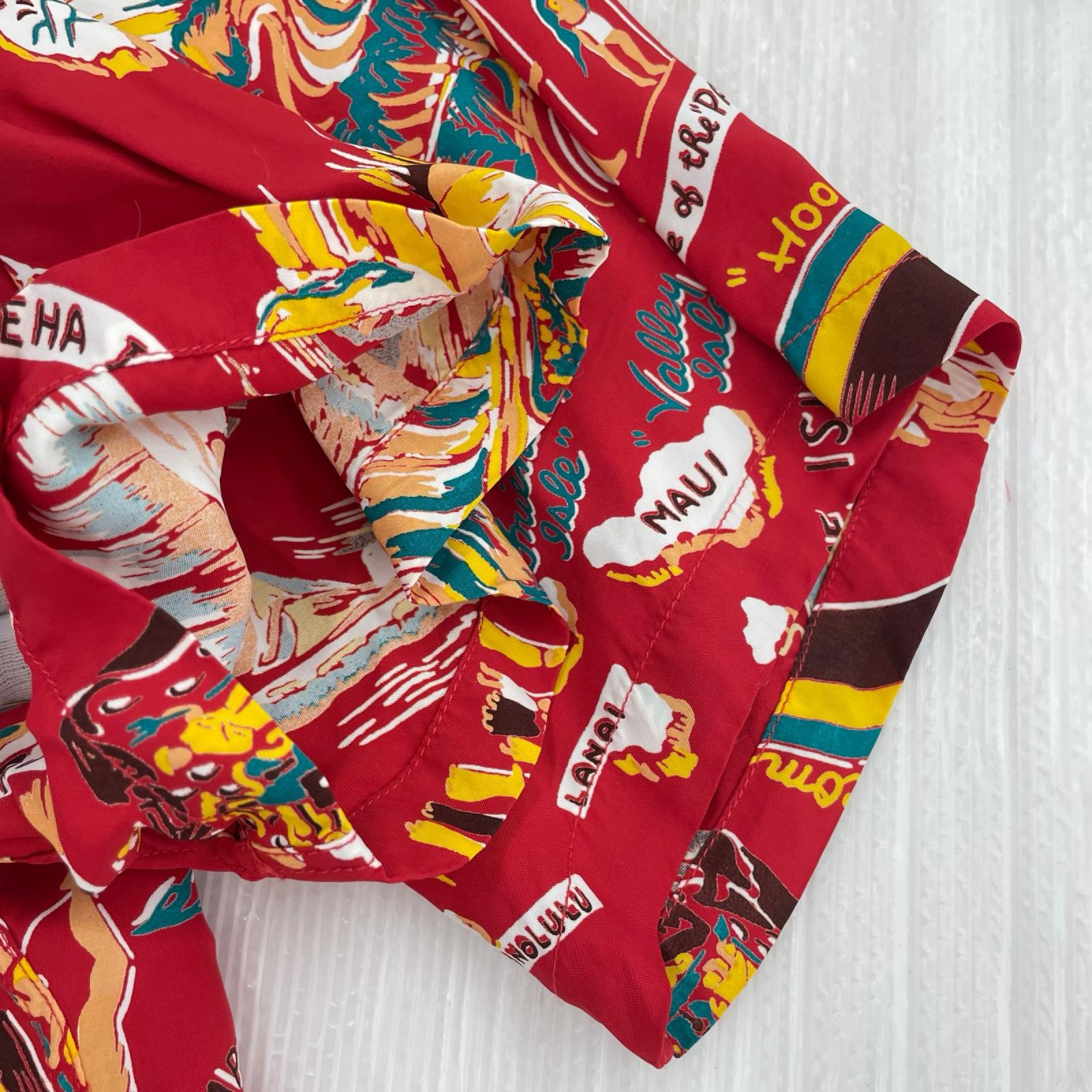 半袖シャツ Hawaiian Shirt“HISTORY OF THE ISLANDS” L レッド
