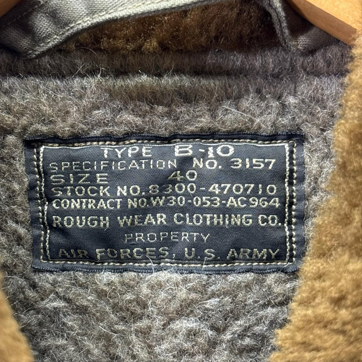 ジャケット TYPE B-10 ROUGH WEAR社 実名復刻 緑 (40) 40 カーキ
