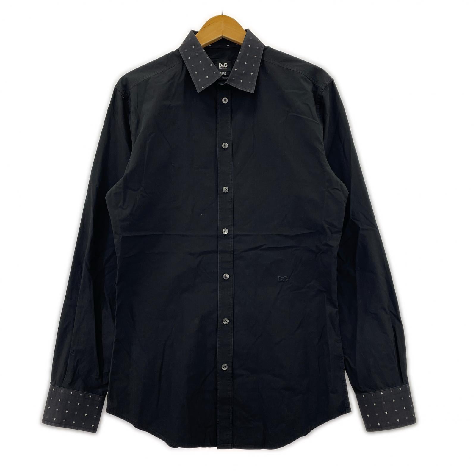 長袖シャツ D＆G 襟ﾄﾞｯﾄｼｬﾂ 黒 40 ブラック