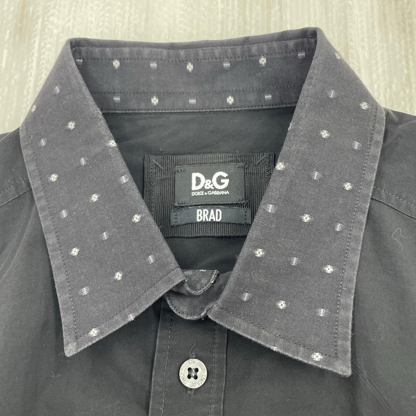 長袖シャツ D＆G 襟ﾄﾞｯﾄｼｬﾂ 黒 40 ブラック