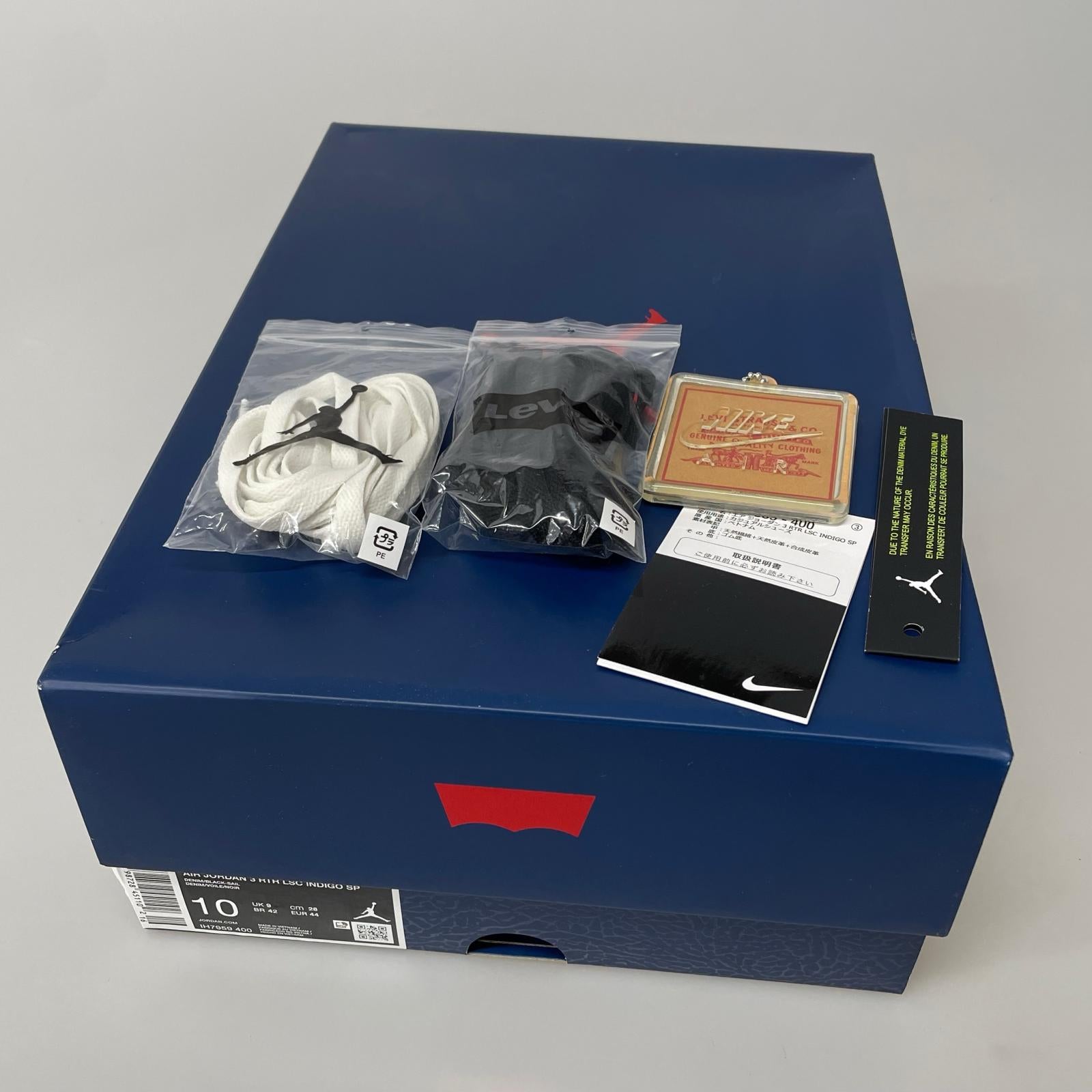スニーカー ×Levi’s Air Jordan 3 Retro SP Indigo 28cm (US10 UK9 1/2 EU46) ネイビー