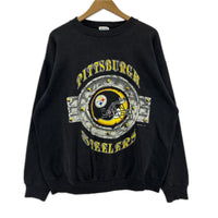 スウェット STEELERS ﾌﾟﾘﾝﾄｽｳｪｯﾄ 黒 米国製 XL ブラック