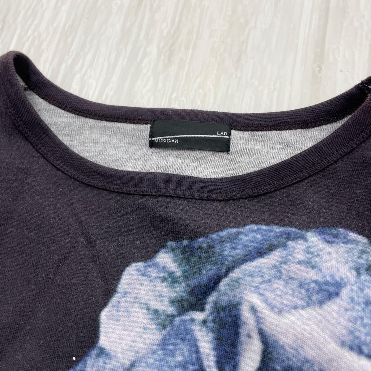 半袖Ｔシャツ t-cloth inkjet big rose ブラック