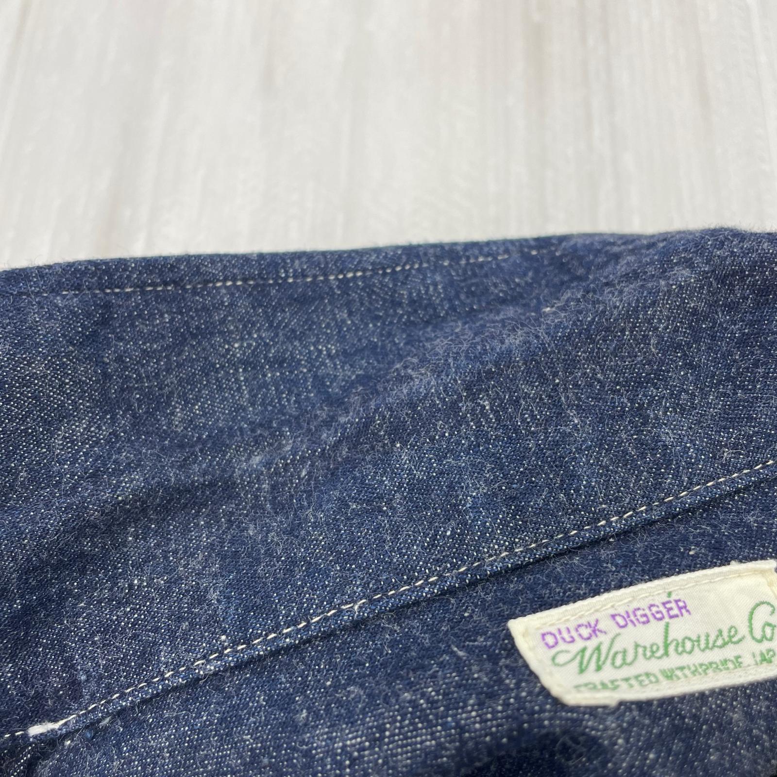 半袖シャツ WAREHOUSE lot.3091 DUCK DIGGER ﾃﾞﾆﾑｼｬﾂ (42) 42 ネイビー