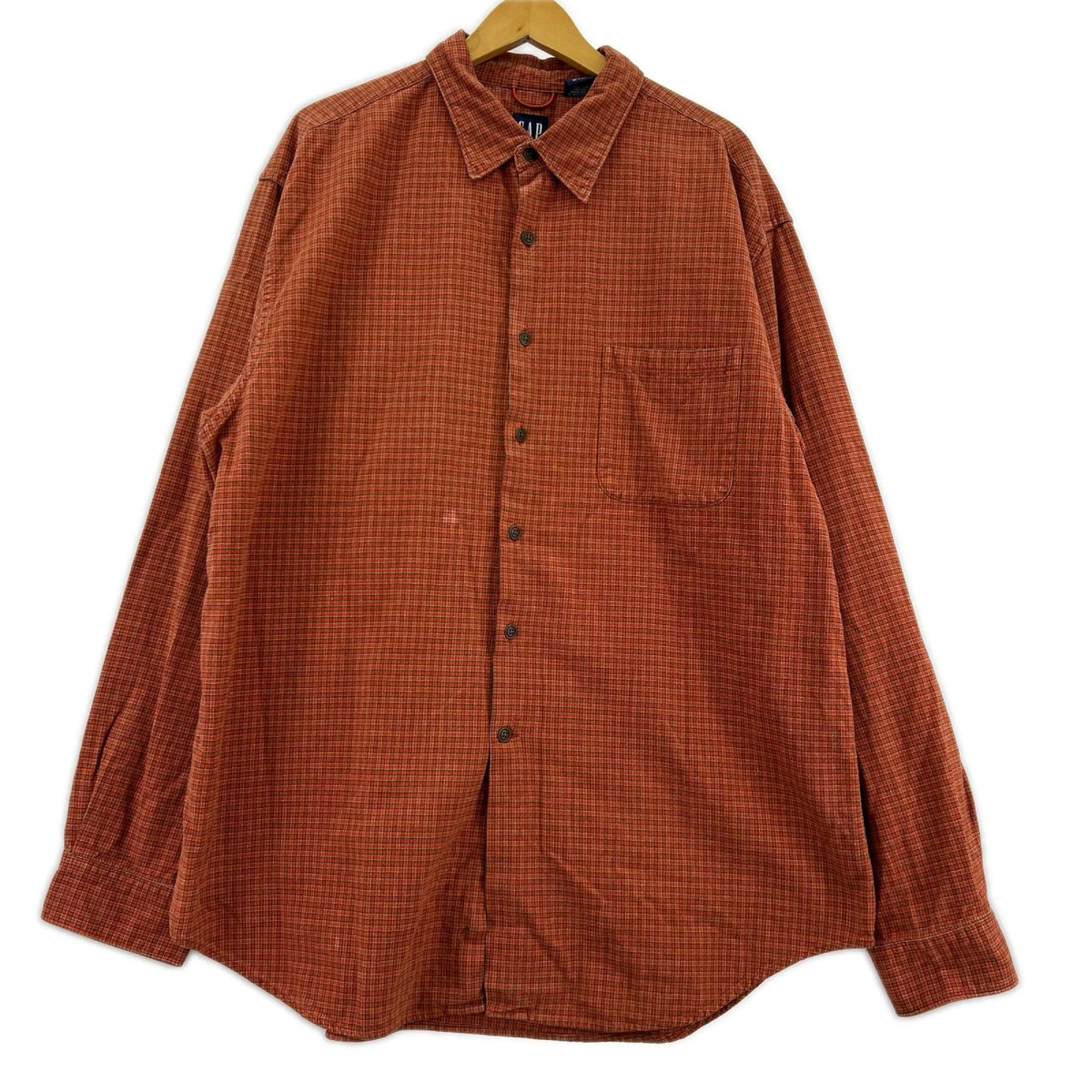 長袖シャツ OLD GAP ﾁｪｯｸ ｵﾚﾝｼﾞ (XL)