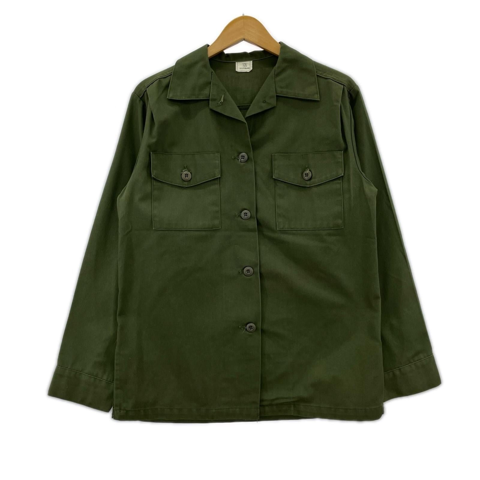 長袖シャツ 80s U.S.ARMY ﾚﾃﾞｨｰｽ用ﾕｰﾃｨﾘﾃｨｼｬﾂ 緑 カーキ