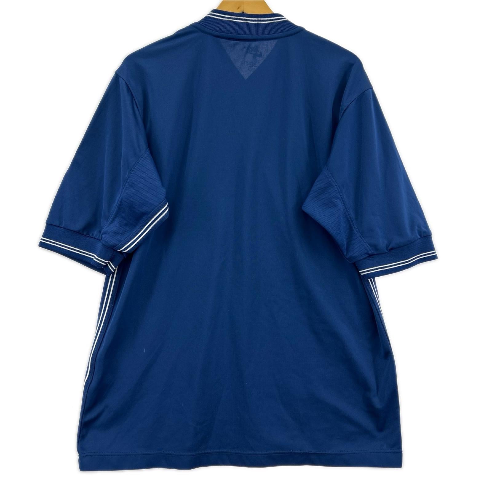 半袖Ｔシャツ 90s UK製 W杯 ｲﾀﾘｱ代表ﾌﾟﾗｸﾃｨｽTee 紺 M ブルー