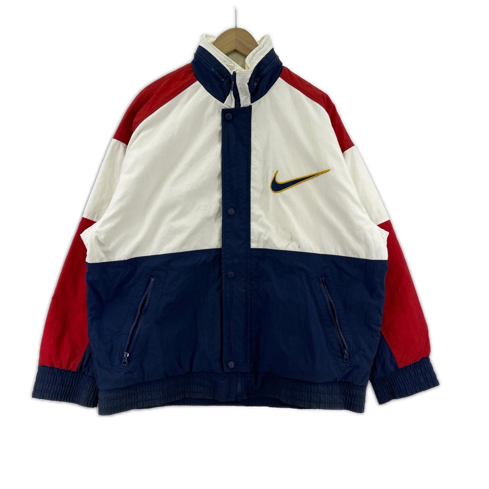 ジャケット NIKE 90s 台湾製 中綿ｼﾞｬｹｯﾄ 白紺赤 (L) L