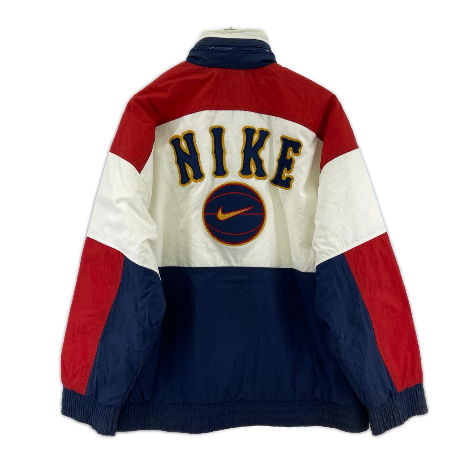 ジャケット NIKE 90s 台湾製 中綿ｼﾞｬｹｯﾄ 白紺赤 (L) L