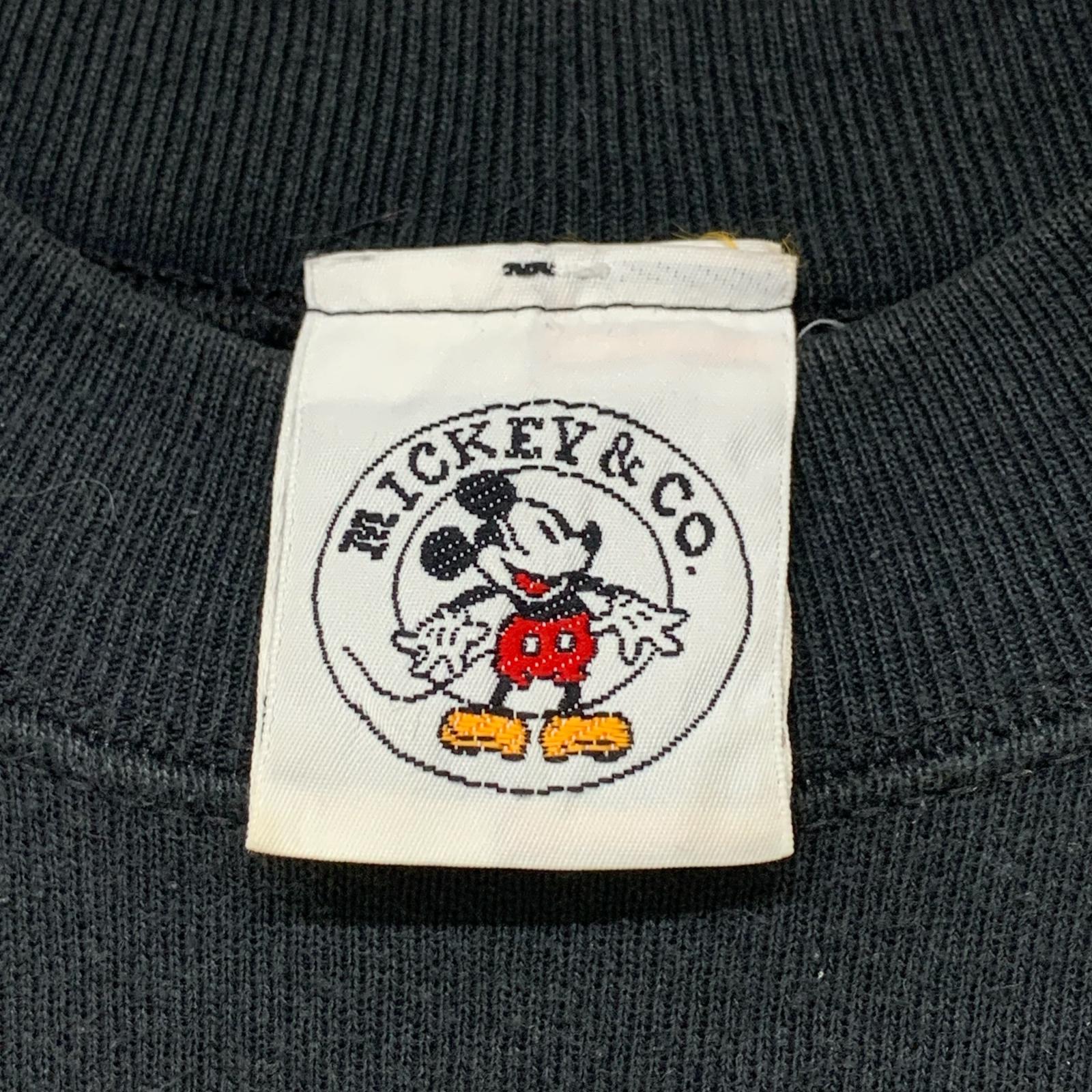 スウェット 90s MICKEY 逆さミッキー プリントスウェット ブラック
