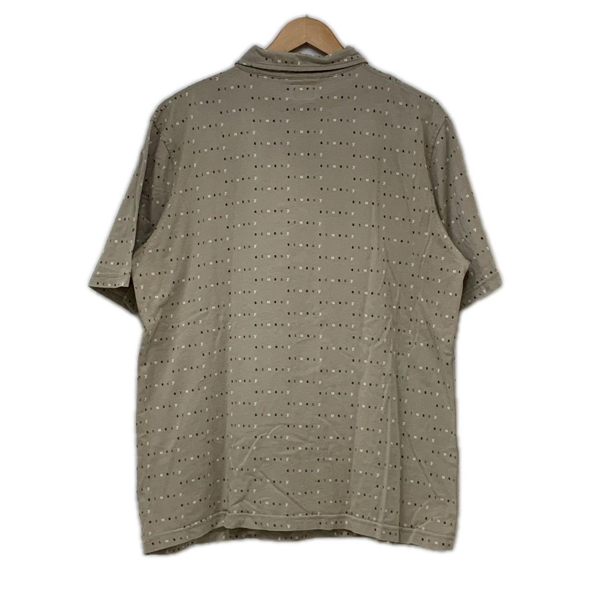 ポロシャツ STUSSY 紺タグ マルチロゴ S/Sポロシャツ XL ベージュ ベージュ