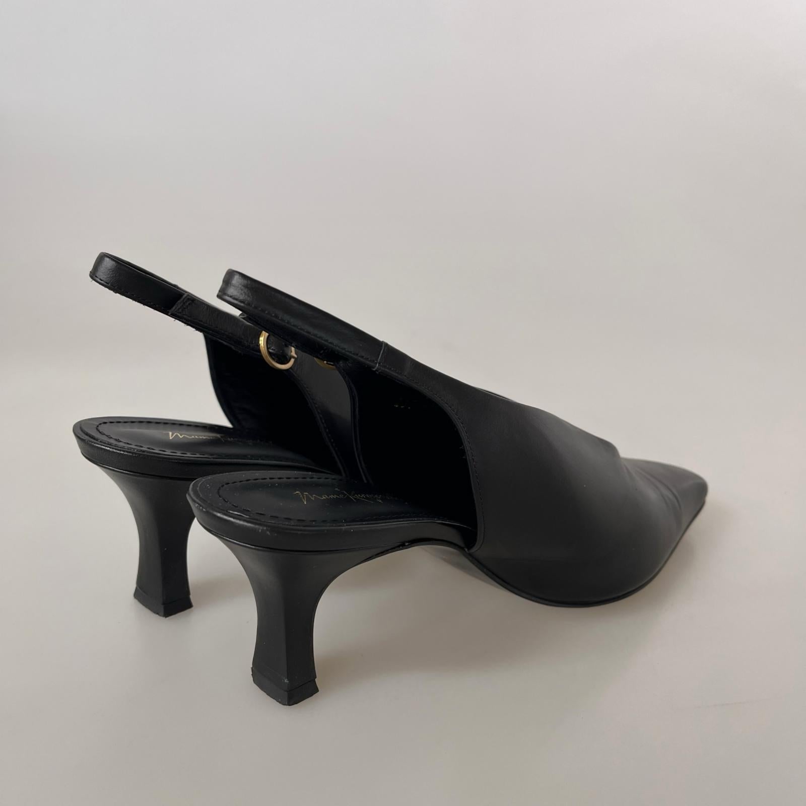 パンプス Curved Line Sling Back Heels (24.5) 24.5cm (US6 1/2 UK6 EU39) ブラック