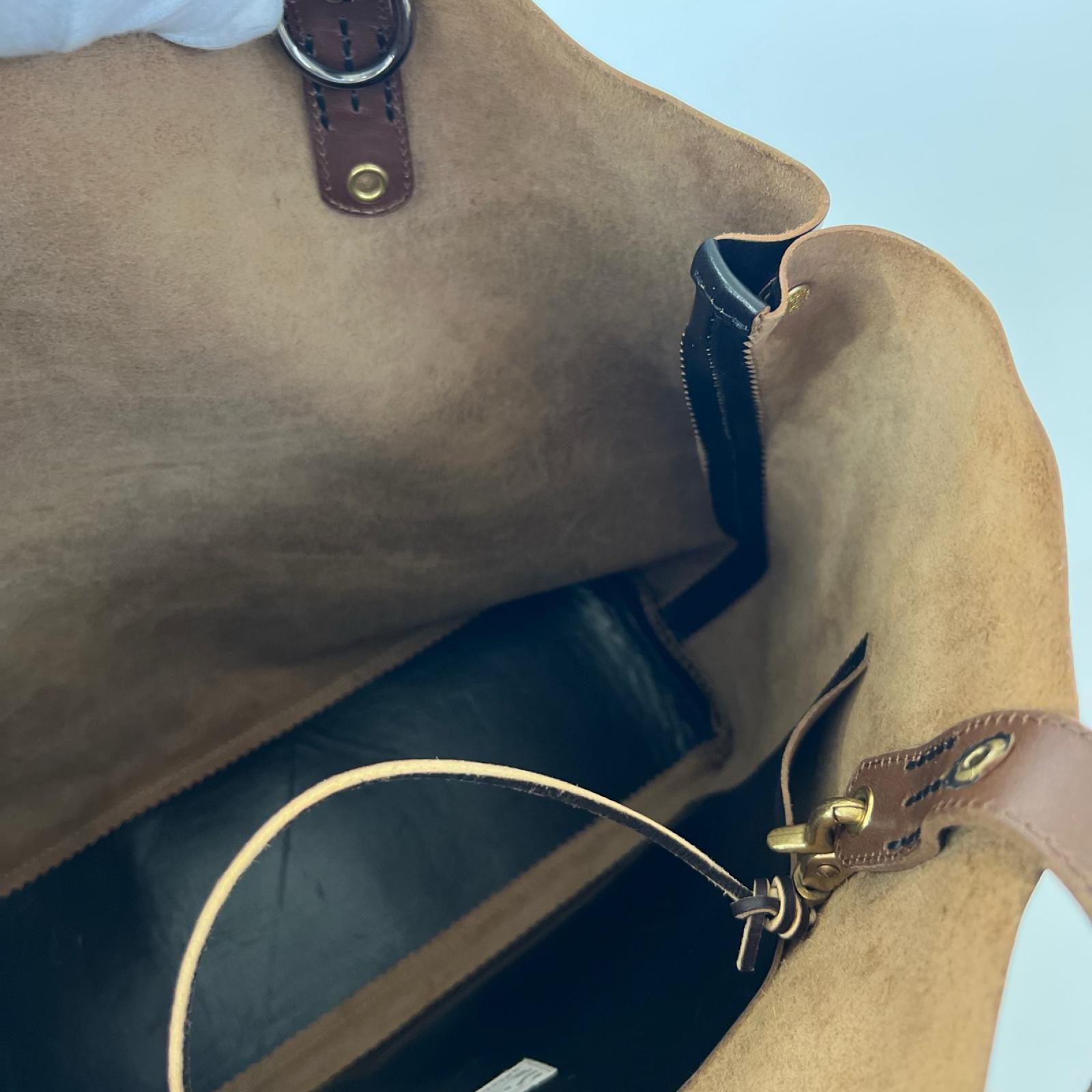 ショルダーバッグ BOX TOTE BAG -LEATHER 馬革 黒 ブラウン