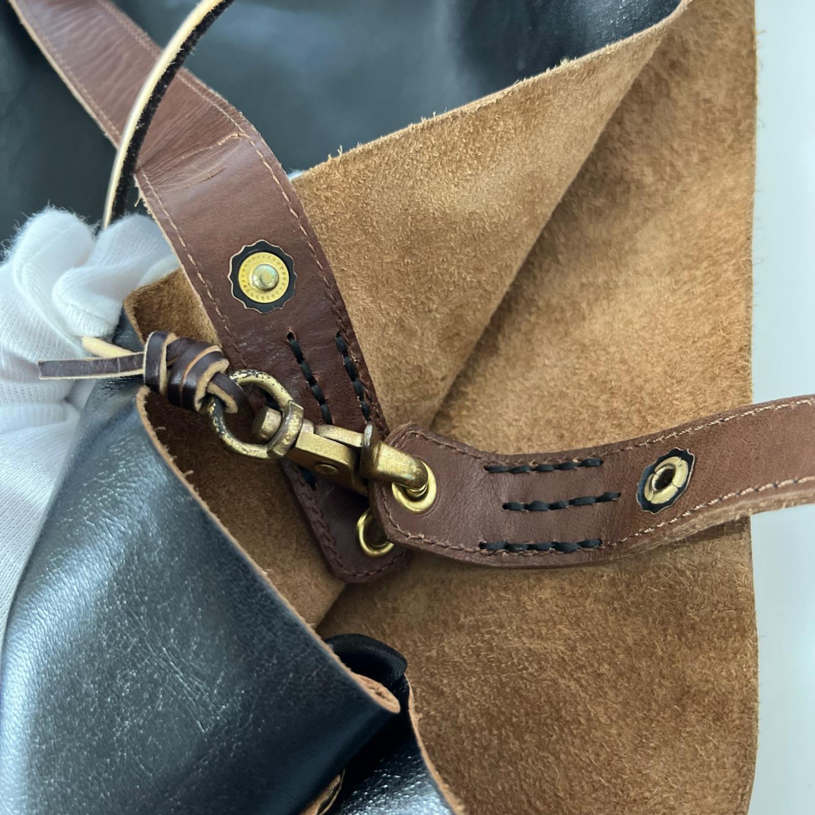 ショルダーバッグ BOX TOTE BAG -LEATHER 馬革 黒 ブラウン