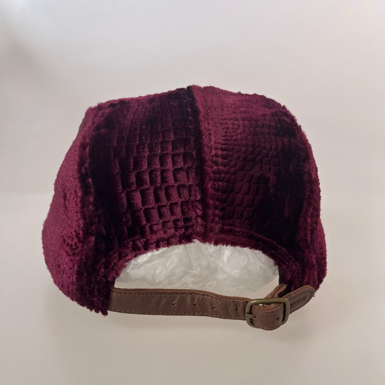 キャップ 16aw croc embossed velvet camp cap ワインレッド