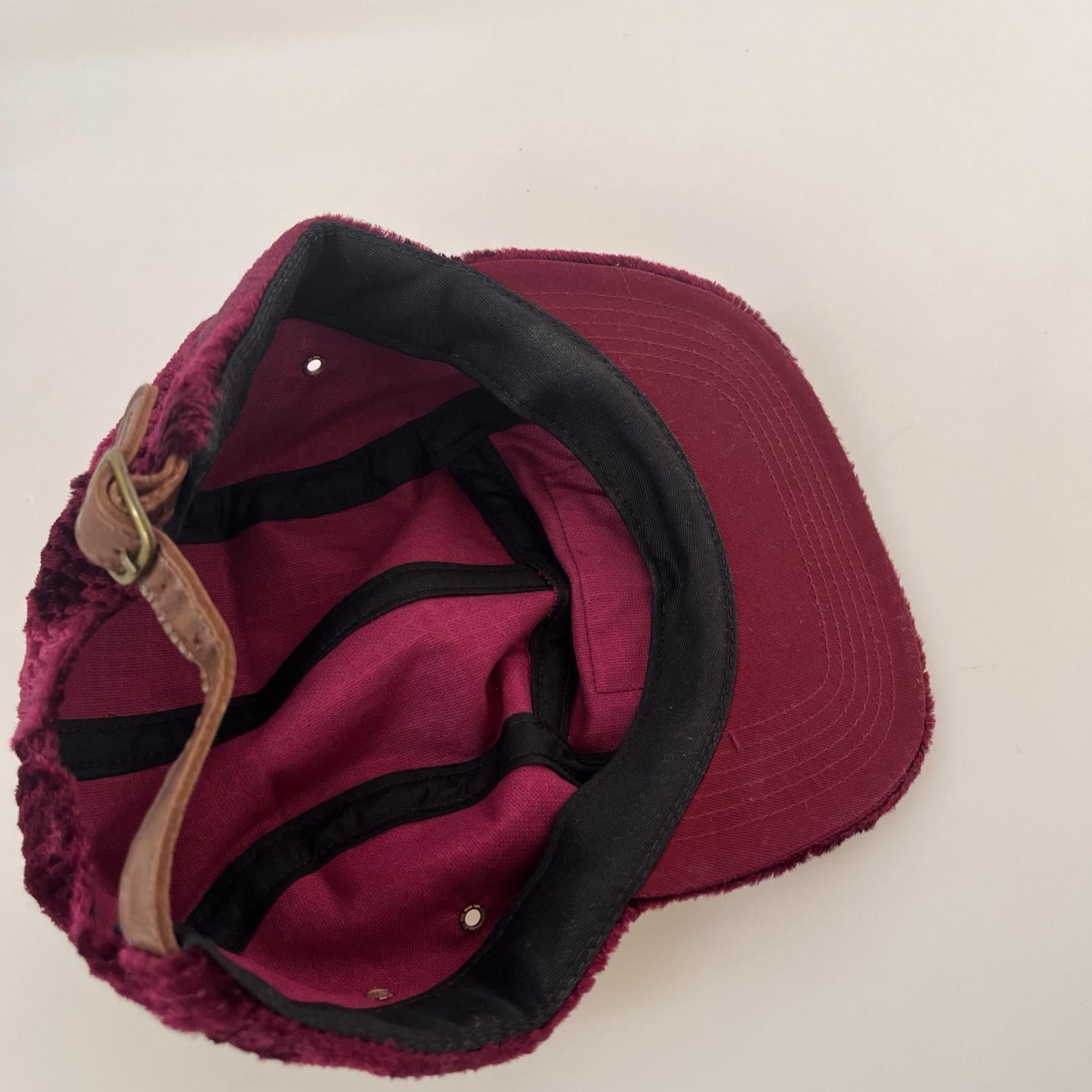 キャップ 16aw croc embossed velvet camp cap ワインレッド